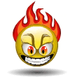 Emoticone diable dmon cheveux flammes