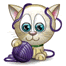 Emoticone animal chat et sa pelote de laine