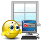 Emoticone en colere ordinateur par la fenêtre